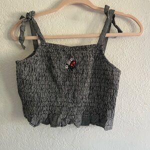 Vintage Studio Black and White Checkered Crop Top